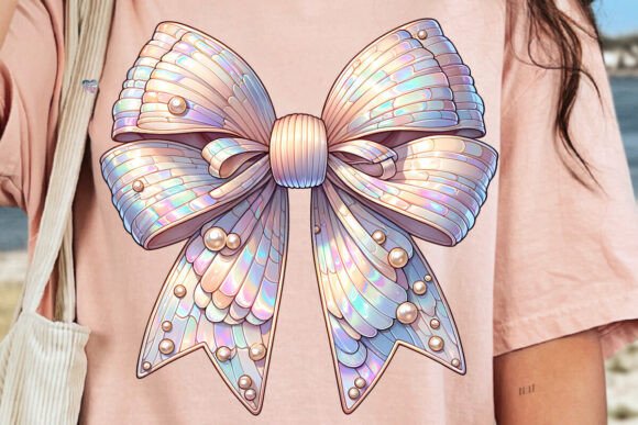 Bring Coastal Charm to Your Designs with Seashell Coquette Bow PNG Shell Beach