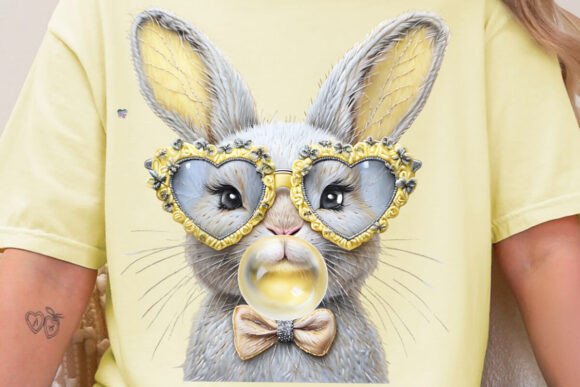 Charming Easter Embroidered Bunny Bubble PNG Designs