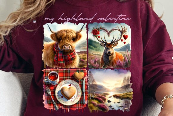 Charming Highland Cow Valentine PNG Scottish for Creative Projects