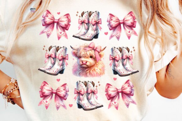 Howdy Valentine Cow Coquette Boots PNG: Western Flair for Your Designs