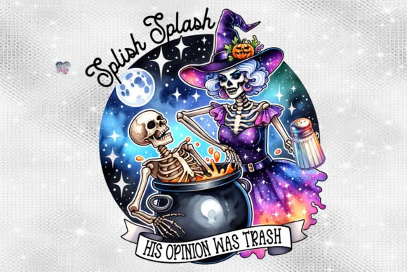 Skeleton Witch PNG Splish Splash: A Playful Design Asset