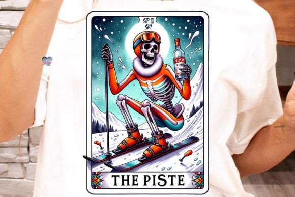 Skiing Skeleton Tarot Card: A Unique Design Asset