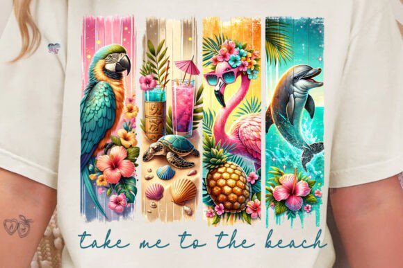 Summer Tropical Beach PNG Animals: Instant Design Assets
